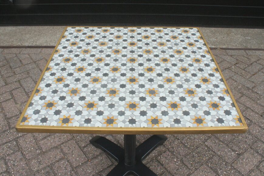 (Terras)tafel vierkant Mozaiek 70x70 met metalen rand - Afbeelding 2