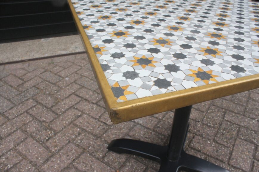 (Terras)tafel vierkant Mozaiek 70x70 met metalen rand - Afbeelding 3