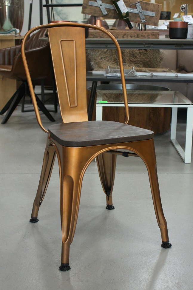 Stoel Tolix koper en hout