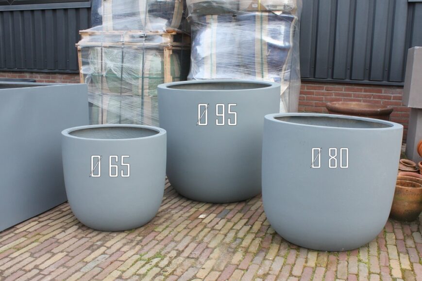 Bloempot Sydney Egg Pot Fiberstone Authentic Grey Ø65 - Afbeelding 2