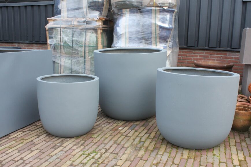Bloempot Sydney Egg Pot Fiberstone Authentic Grey Ø65