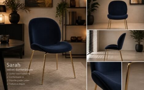 Eetkamerstoel Sarah velvet donkerblauw