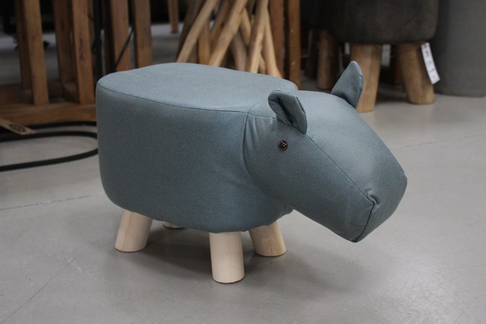 Nijlpaard krukje / poef blauw