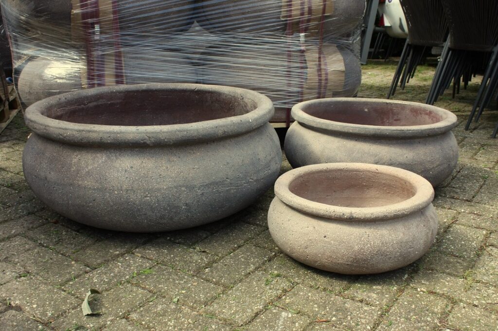 Bloempot / schaal cement (set van 3)