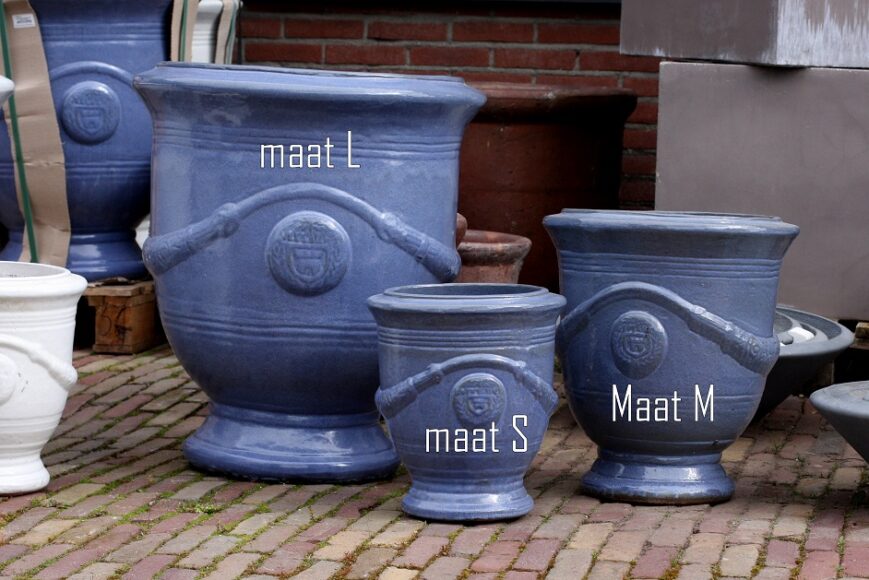 Bloempot Anduze geglazuurd blauw (maat S) - Afbeelding 2