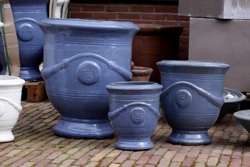 Bloempot Anduze geglazuurd blauw (maat S)