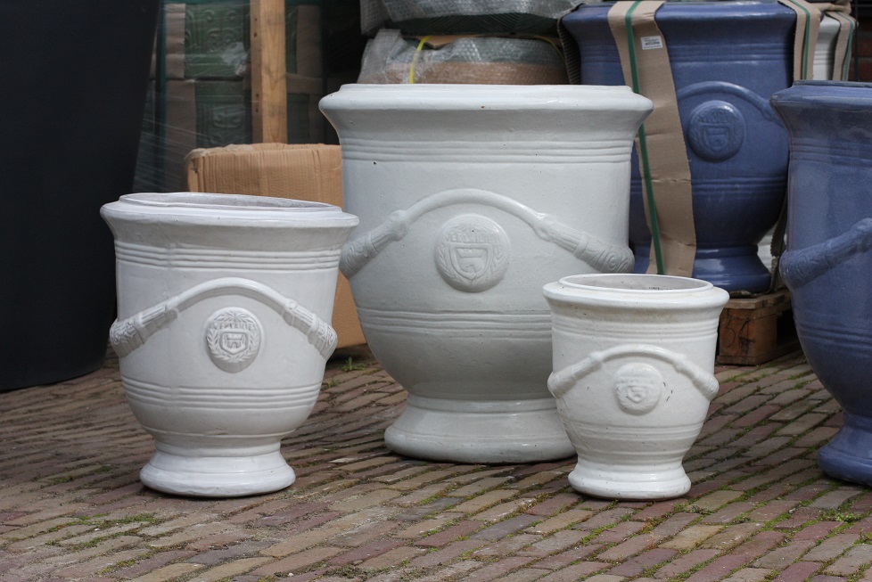 Bloempot Anduze geglazuurd wit (maat S)