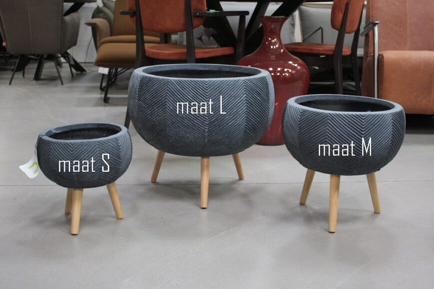 Bloempot op pootjes grijs (maat S) - Afbeelding 2