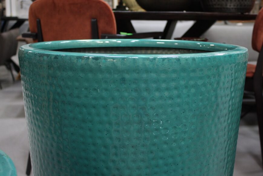 Bloempot hoog metaal blauw / groen Ø54 cm. - Afbeelding 4