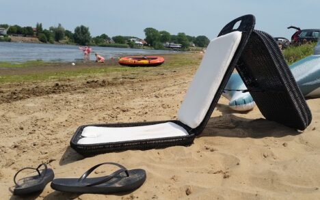 Strandstoel zwart rotan