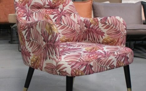 Fauteuil stof roze met dessin