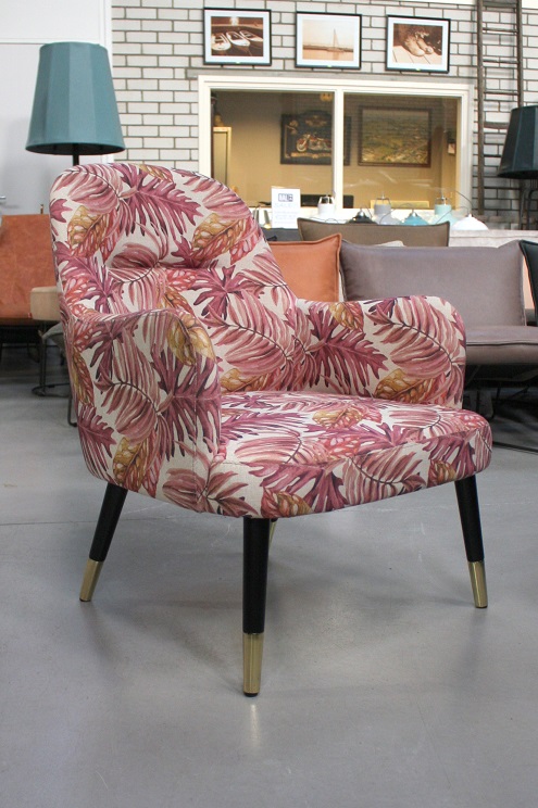 Fauteuil stof roze met dessin