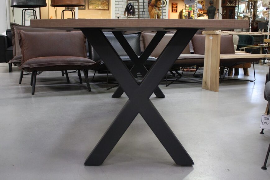 Eettafel 220 x 100 met kruispoot (houtlook) - Afbeelding 4