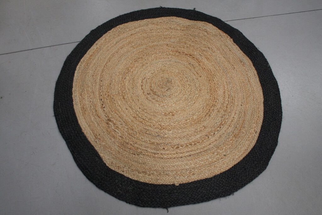 Vloerkleed Jute naturel & zwart Ø130
