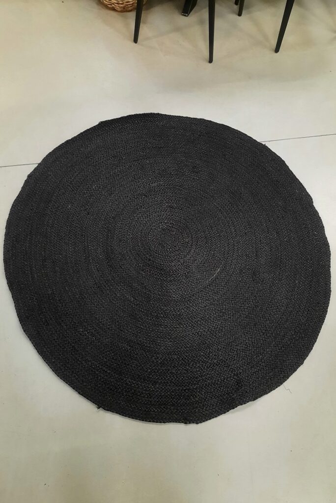 Vloerkleed Jute zwart Ø135