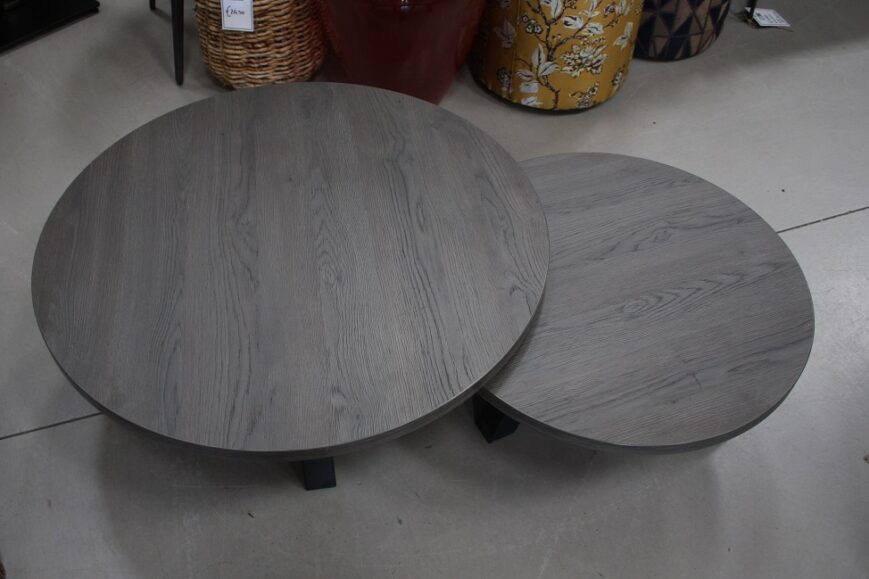 Set van 2 ronde salontafels metaal & melamine - Afbeelding 2