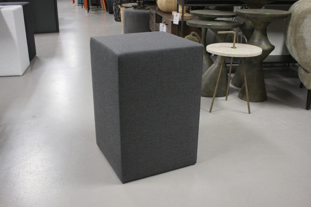 Hocker / nachtkastje linnenlook antraciet (set van 2)