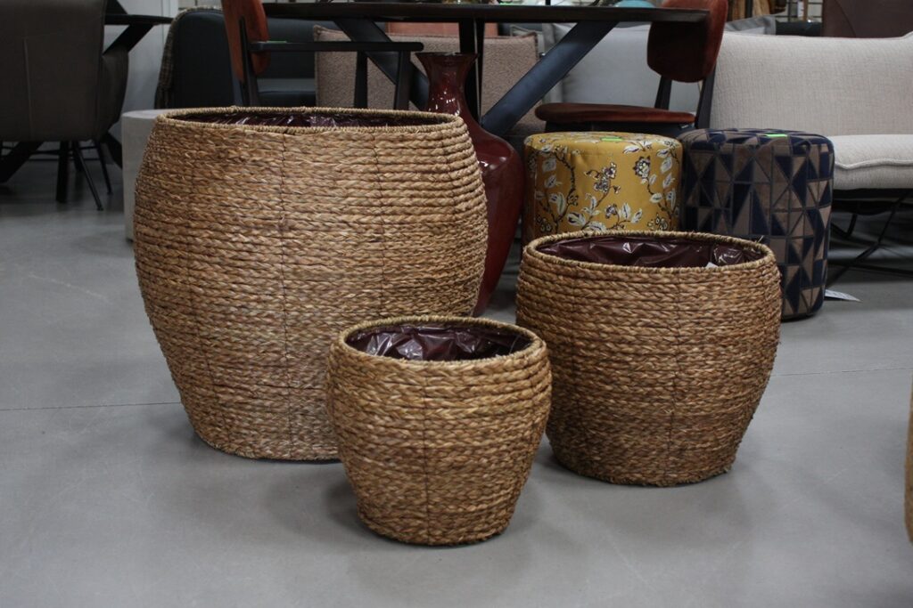 Rotan bloempot / mand Belly (set van 3)