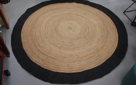 Vloerkleed Jute naturel & zwart Ø240