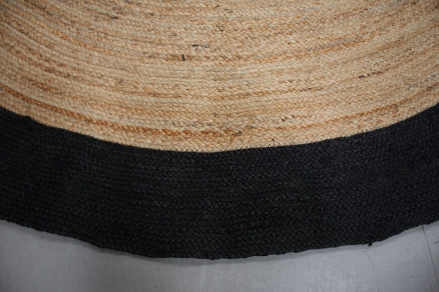 Vloerkleed Jute naturel & zwart Ø240 - Afbeelding 2
