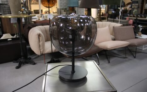 Tafellamp metaal & glas grijs Ø25