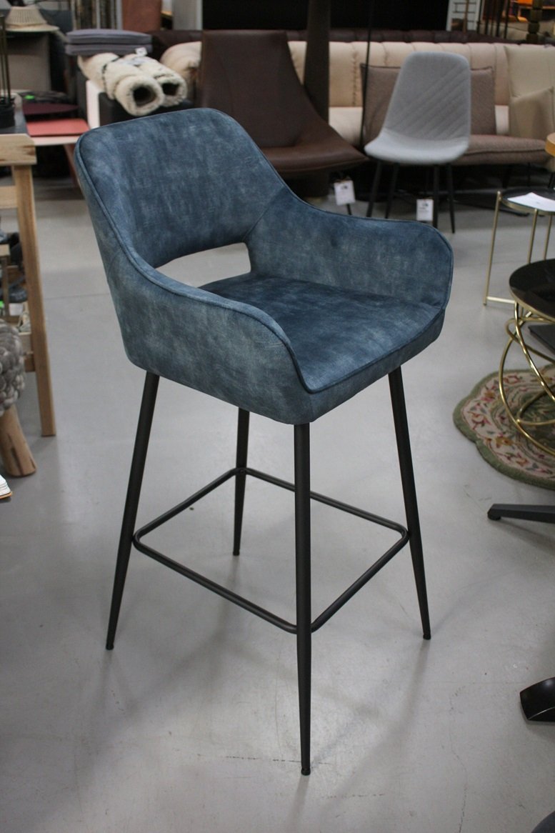 Barstoel Lynn velvet blauw - Afbeelding 4