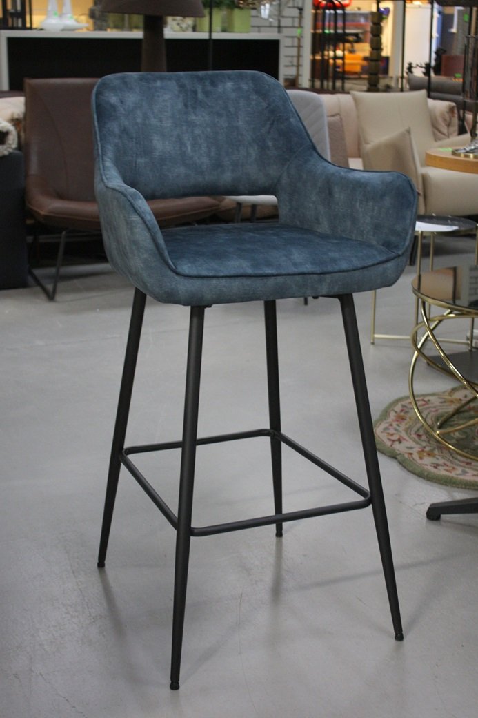 Barstoel Lynn velvet blauw