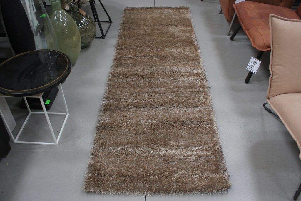 Vloerkleed Shaggy Brilliant taupe 80x250