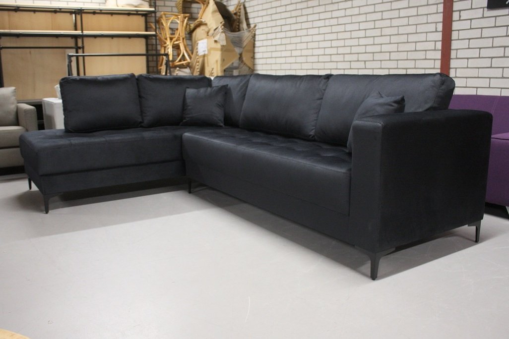 Hoekbank Eveline zwarte stof - Afbeelding 2