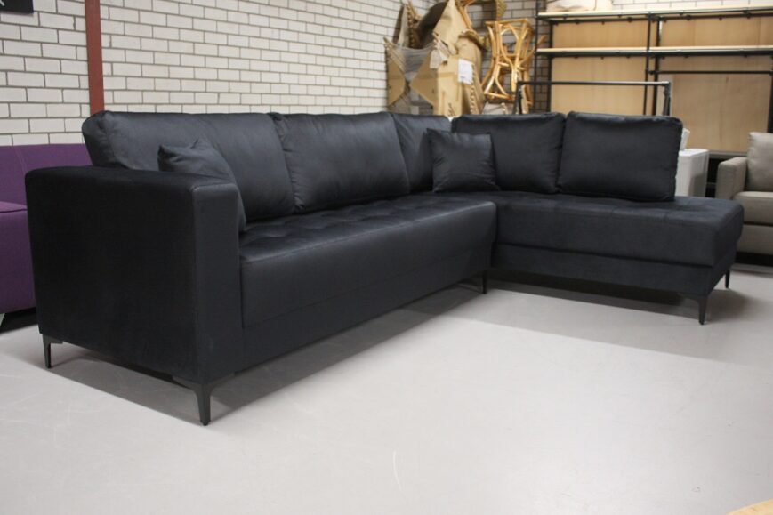 Hoekbank Eveline zwarte stof - Afbeelding 2