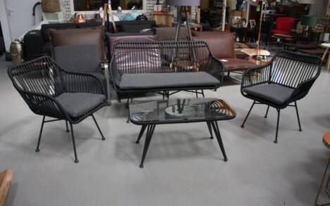Loungeset tuinset rotanlook zwart