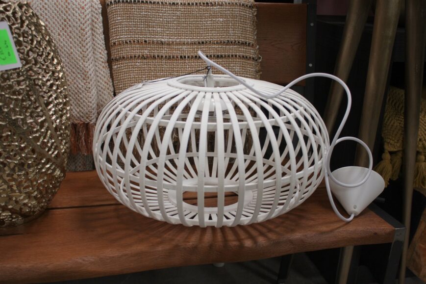 Hanglamp Bamboe ovaal Ø44 cm. wit