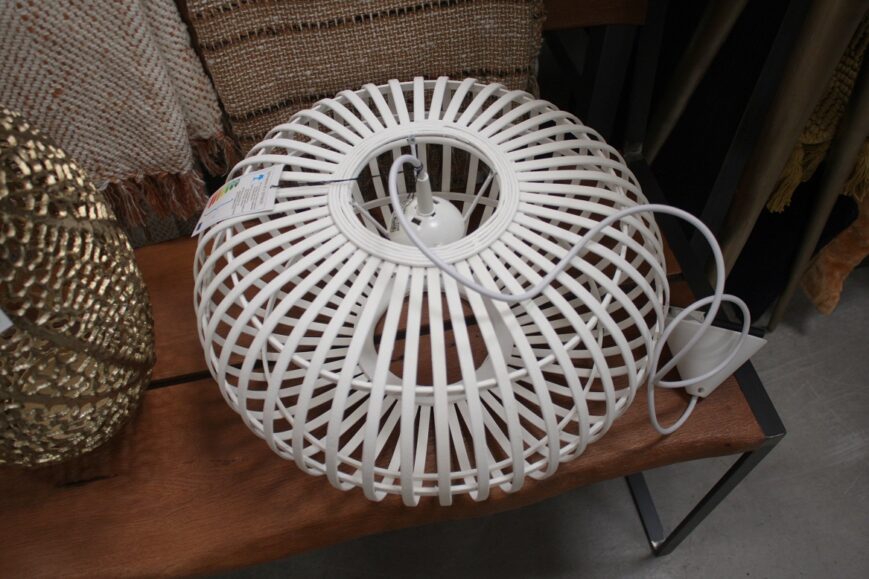 Hanglamp Bamboe ovaal Ø44 cm. wit - Afbeelding 2