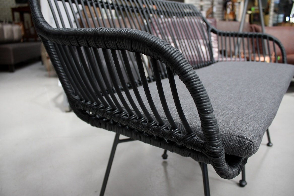 Loungeset tuinset rotanlook zwart - Afbeelding 6