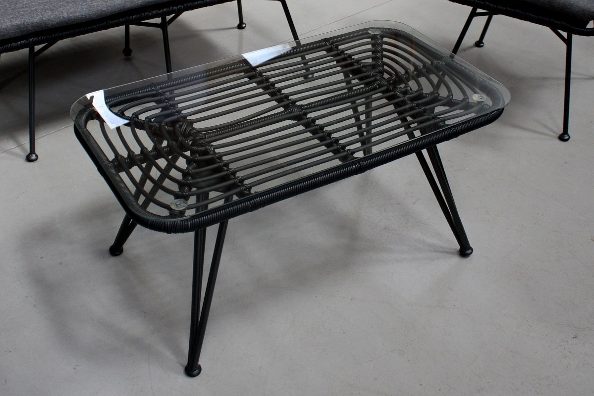 Loungeset tuinset rotanlook zwart - Afbeelding 7