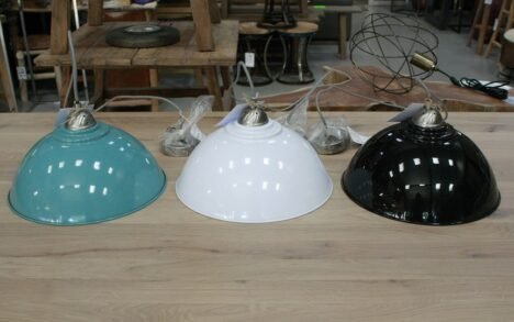 Hanglamp Lola metaal: zwart - wit - blauw