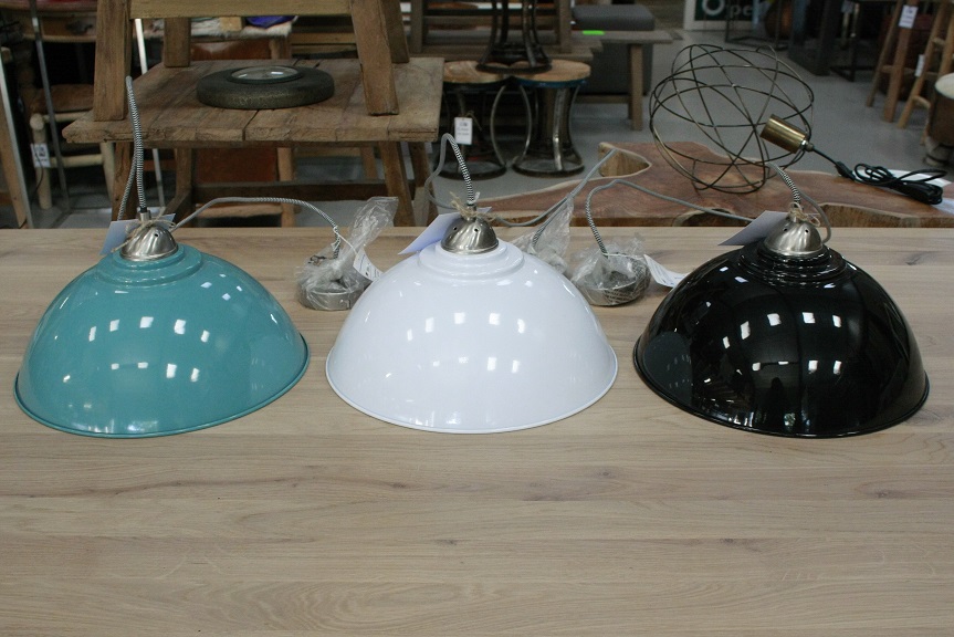 Hanglamp Lola metaal: zwart - wit - blauw