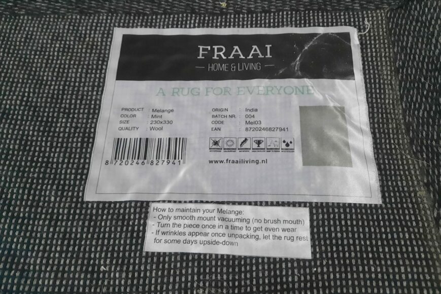 Vloerkleed Melange Mint + antislip onderkleed FRAAI 230x330 - Afbeelding 4