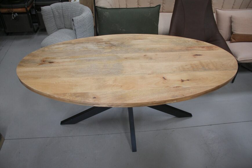 Eettafel ovaal mangohout 180 x 90 cm. - Afbeelding 2