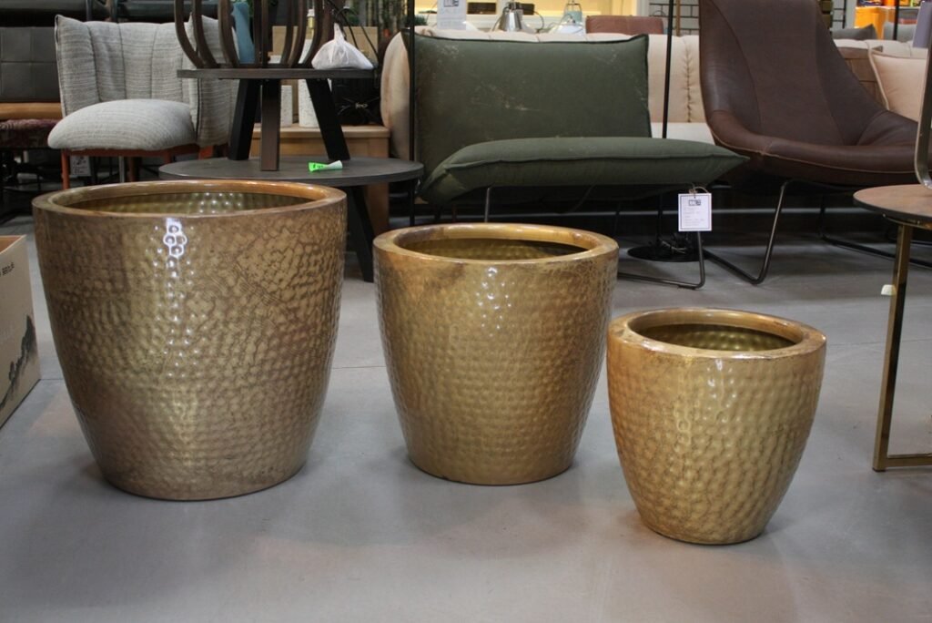 Bloempot Palomas zand/goud Ø29 cm.