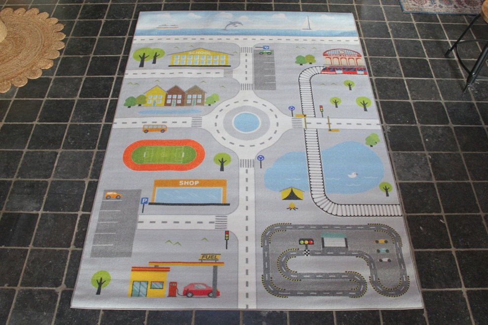 Vloerkleed / speelkleed Pleun onderweg grijs 160x230
