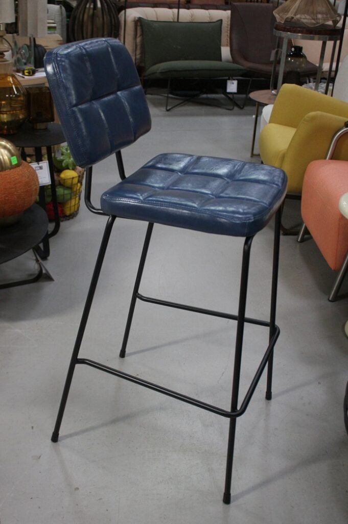 Barstoel leerlook blauw