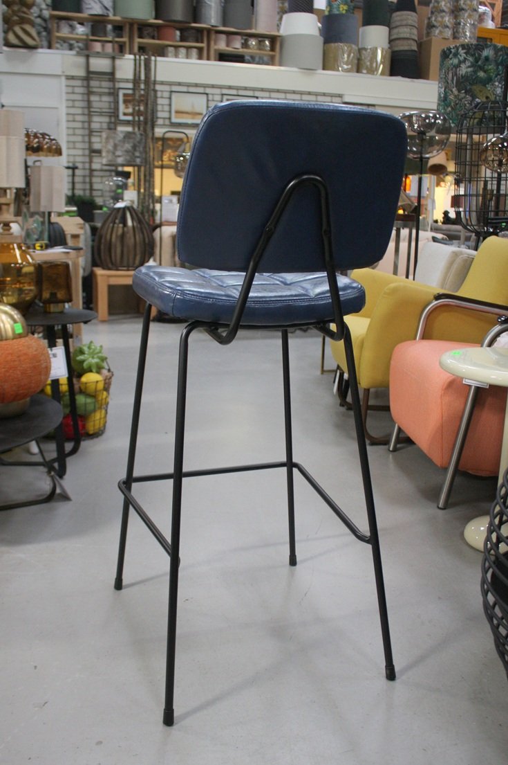 Barstoel leerlook blauw - Afbeelding 2