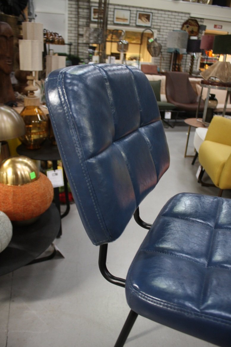 Barstoel leerlook blauw - Afbeelding 3