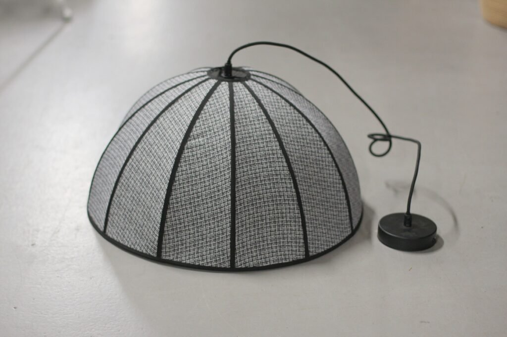 Hanglamp stof zwart - wit Ø47 cm.