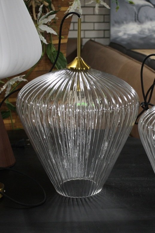 Hanglamp glas ribbel Ø38