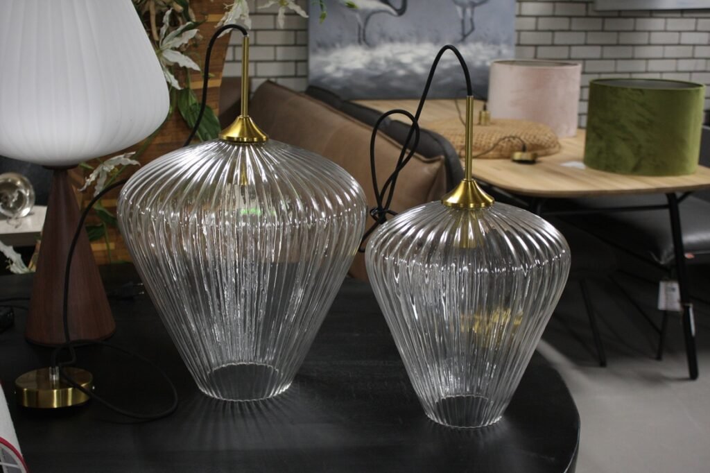 Hanglamp glas ribbel Ø28