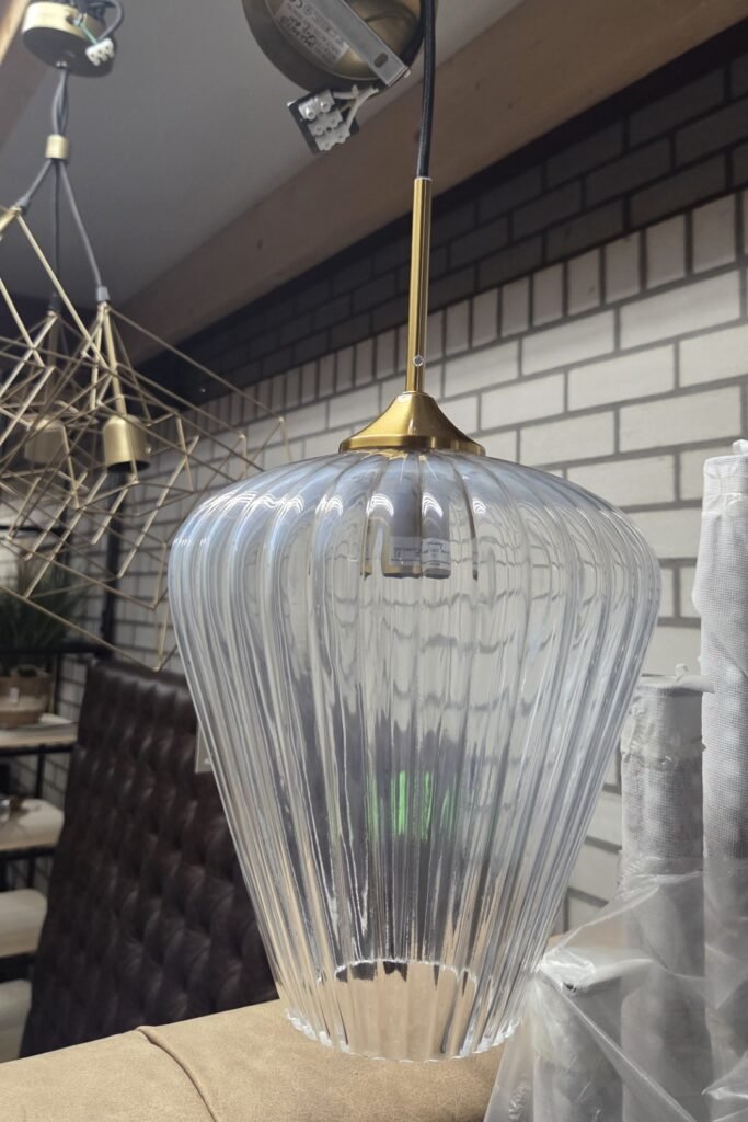 Hanglamp glas ribbel Ø20