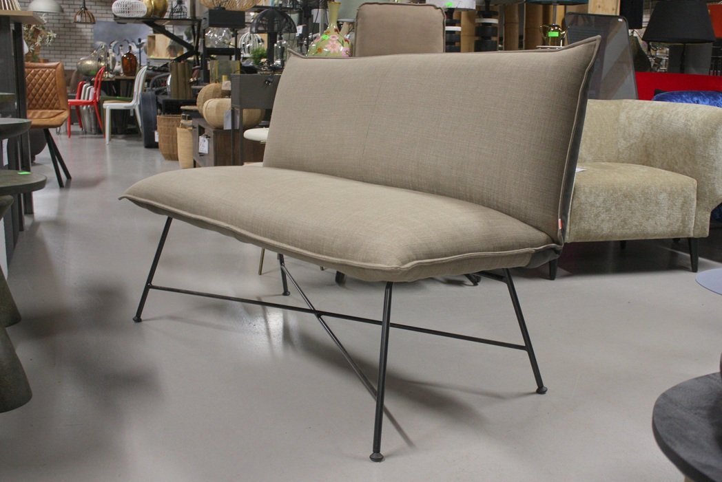 Eetkamerbank Vidar Jess Design leer & stof 135 cm. - Afbeelding 3