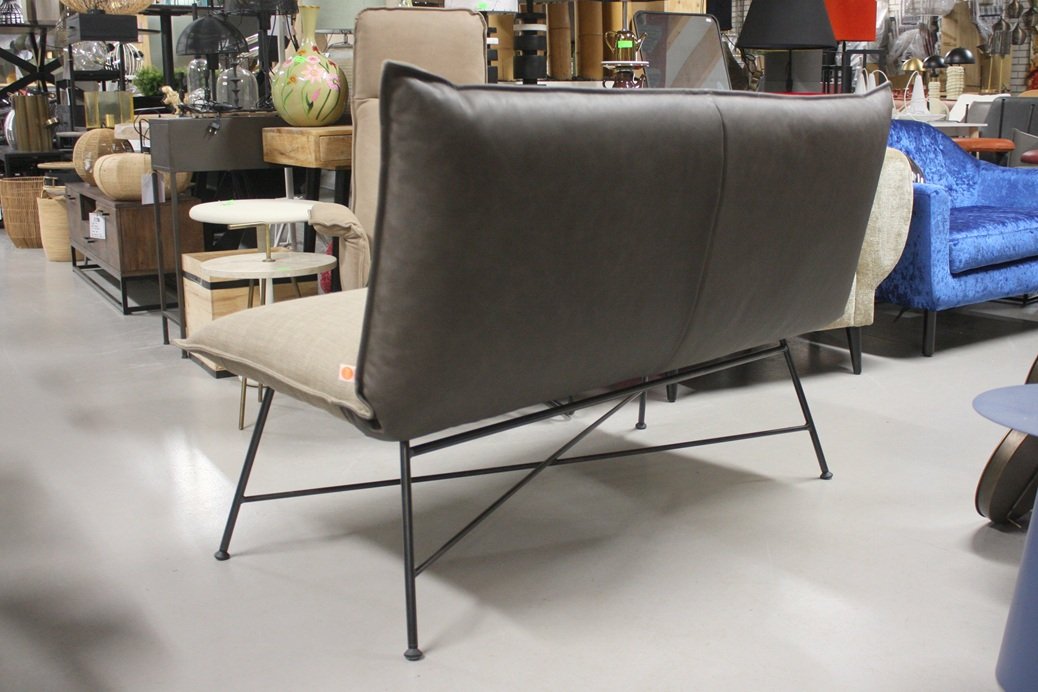 Eetkamerbank Vidar Jess Design leer & stof 135 cm. - Afbeelding 2